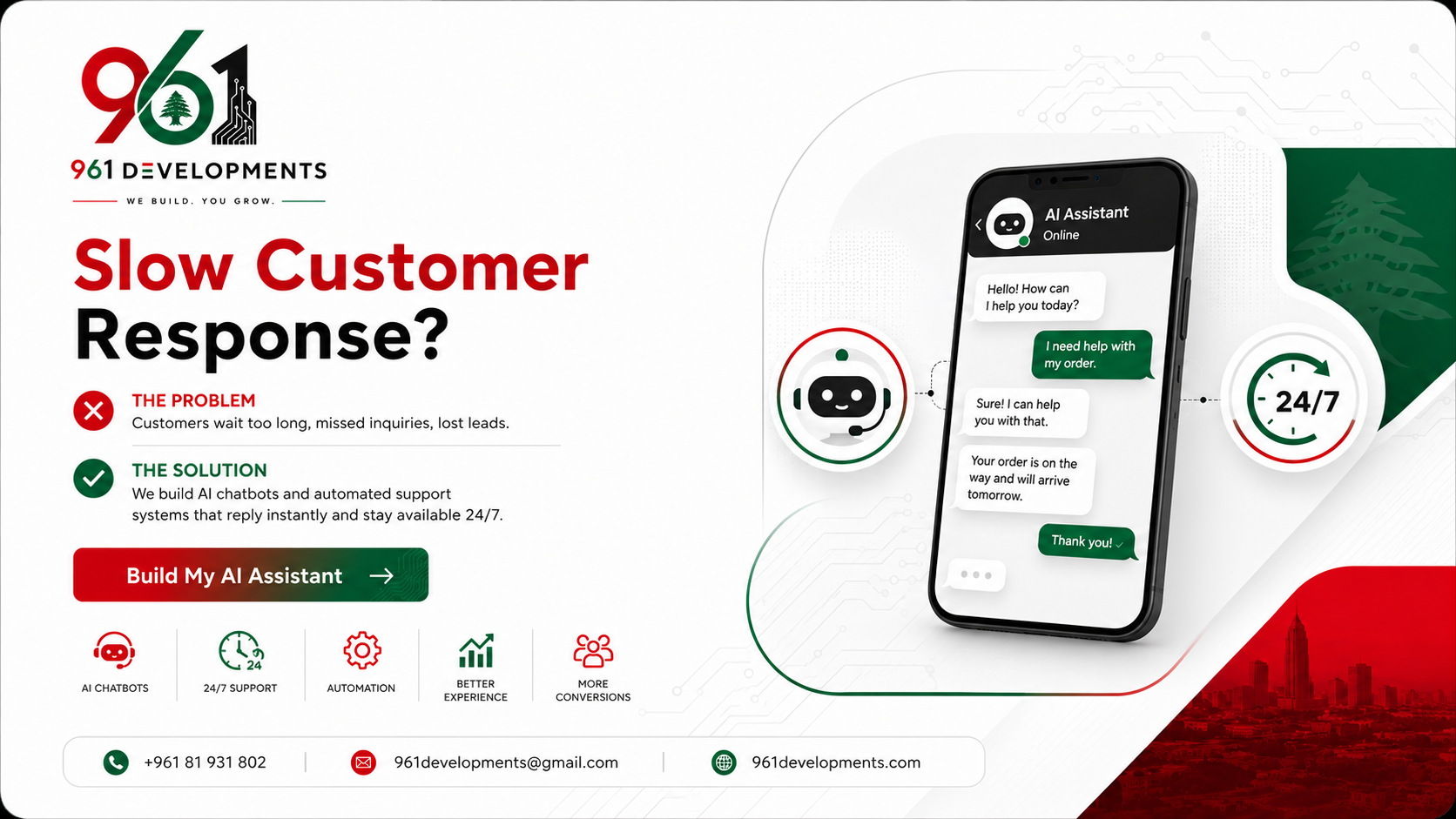 961 Developments — AI chatbots that fix slow customer response